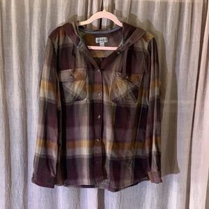 Carhartt Plaid Button Down Shirt - Purple, Yellow, Brown